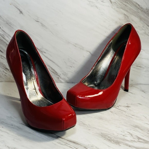 Pierre Dumas Sexy Heel Square Toe Red Size 6.5M heel 4.5” - Picture 1 of 8